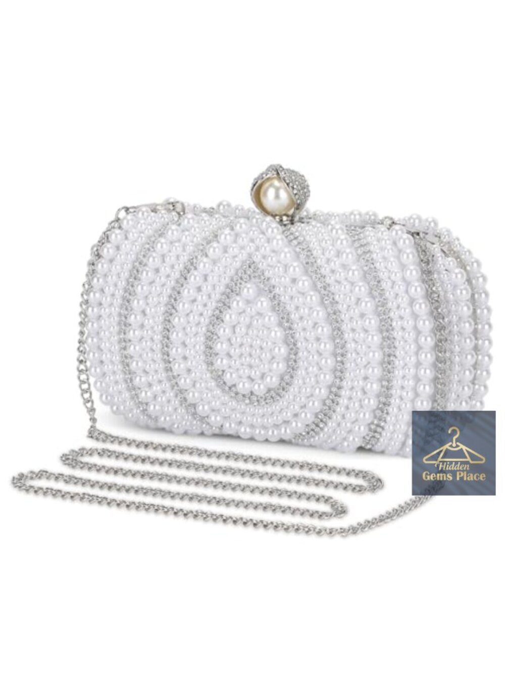 Beaded Clutch Evening Bag Women Formal Wedding Pearl Purse